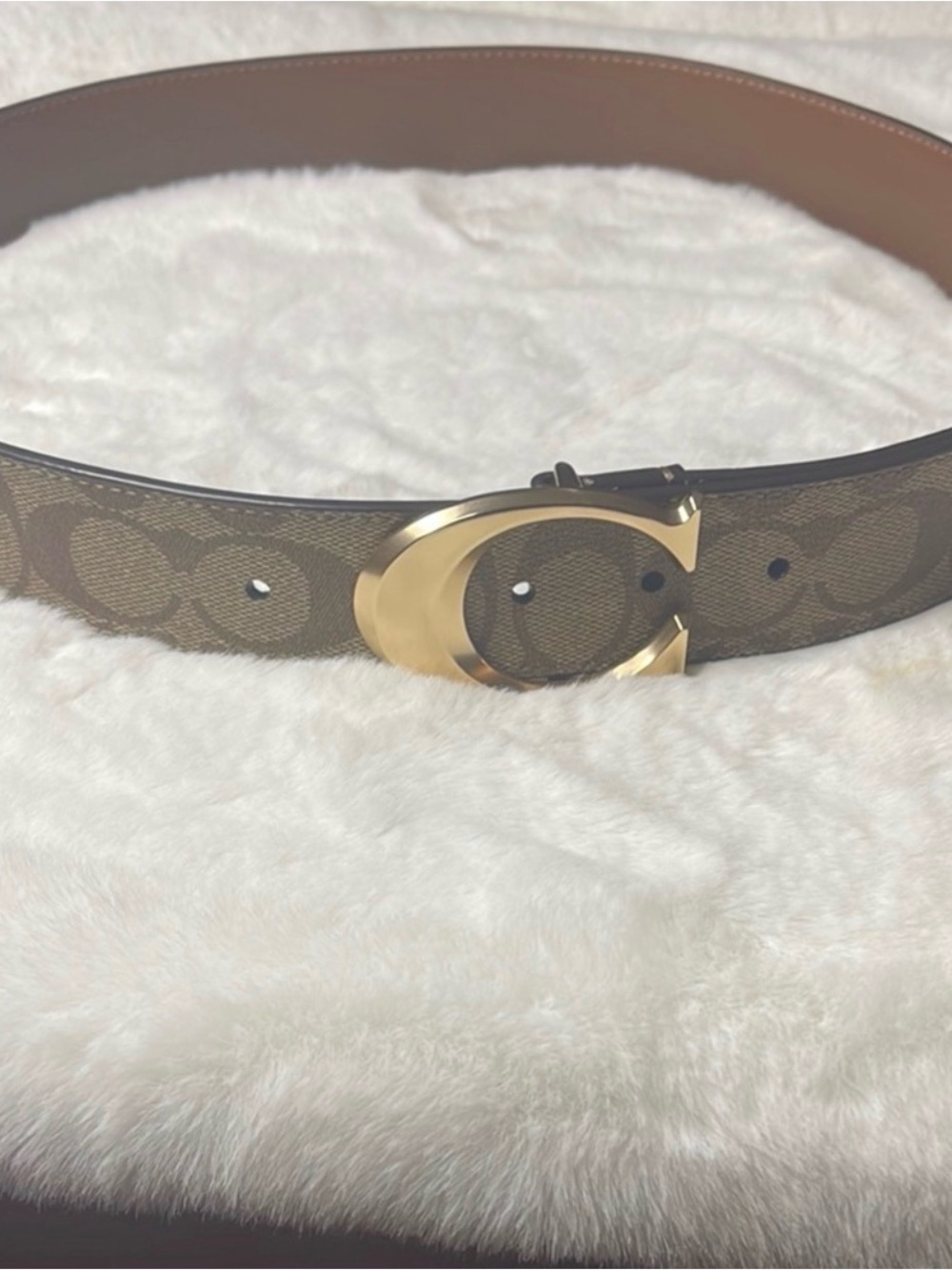Coach Monogram Canvas Belt with Gold 'C' Buckle